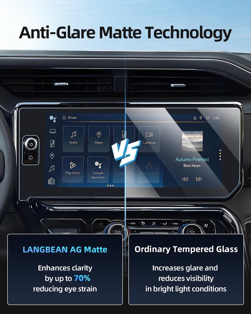 LANGBEAN Screen Protector for 2022-2025 Chevrolet Silverado 1500&GMC Sierra 1500, 12.3 Inch Dashboard + 13.4-Inch Matte Infotainment Touchscreen, 9H Tempered Glass 2024 2025 GMC Sierra 1500/2500/3500 Accessories - Image 3